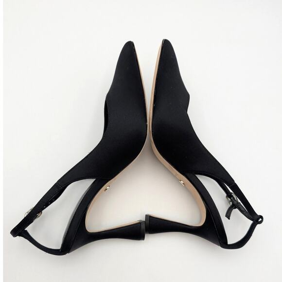 Dee Ocleppo Austin Pointed Toe Heels Pump Women's Black Satin Size US7 EU38 - Picture 5 of 11
